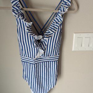 NWT Striped Ruffle One Piece